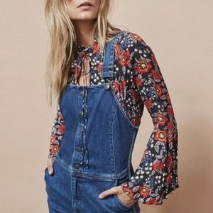 Free People Magic Mystery Size Large Bell Sleeve Floral Tunic